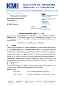 Eignungsnachweis RC-Baustoff 0/45 Heinsberg