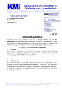 Prüfzeugnis F III RC Heinsberg (Schottertragschichten)